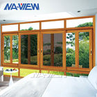 กวางตุ้ง NAVIEW ไม้เนื้อกรอบอลูมิเนียมหน้าต่างบานเลื่อนกระจกแนวนอน ผู้ผลิต